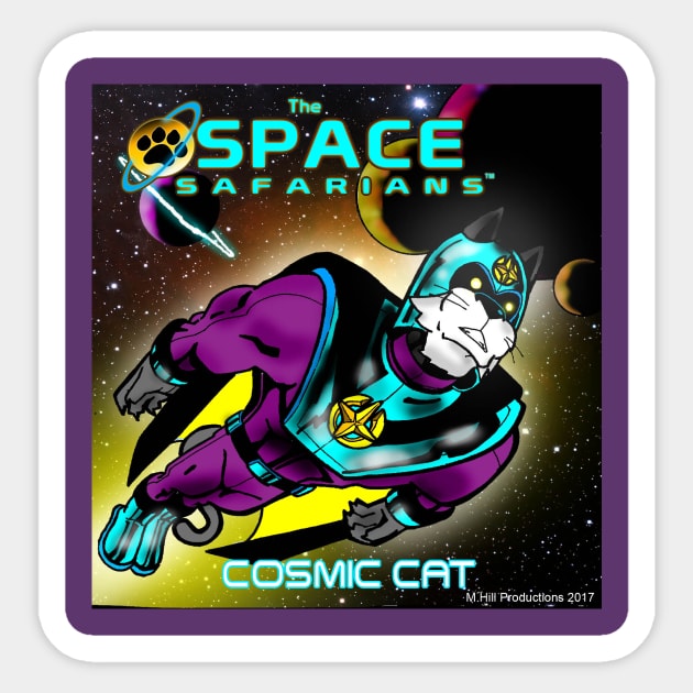 The Space Safarians- Cosmic Cat Sticker by DocNebula